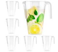 MATANA 6 Reusable Clear Plastic Jugs, Cocktail Pitchers for Parties, 1.5L - Juice, Lemonade, Punch, Sangria, Beers - Birthdays, Weddings, Picnics, BBQ