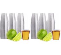 MATANA 60 Crystal Clear Hard Plastic Shot Glasses, 30ml - Sturdy & Reusable - Jello Shots, Sample Tasting Cups - Birthdays, Weddings, Bachelorette or Bachelor Parties, Christmas, BBQ (Pack of 2)
