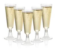 MATANA 96 Premium Elegant Clear Plastic Champagne Flutes, 150ml - Reusable Toasting Glasses, Cocktail Prosecco Glasses for Weddings, Birthdays, Christmas, BBQ & Garden Parties