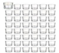MATANA - Tea Light Candle Holders Elegant Clear Glass, 5 x 3 cm for Home Decoration, Restaurant, Celebrations Engagement, Wedding, Anniversary, Garden Party - 2" Holder (48 Pack)