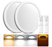 Matane [2 Pack] LED Ceiling Light Dimmable 18W, Ceiling Lamp with Remote Control Timeable, 2000K Night Light Warm, Panel 3000-6500K for Bedroom, Kid's Room, Hallway, Kitchen Round White 8.7 Inch
