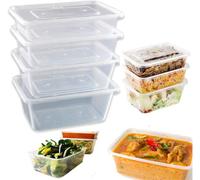 Matangi Plus 50x Microwave Plastic Food Takeaway Containers with Lids 500ml 650ml 750ml 1000ml Rectangular,Microwave and Freezer Safe, Meal Prep Boxes Reuseable (650 ml)