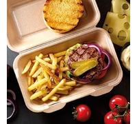 Matangi Plus (Pack of 100 Brown Insulated Clamshell Takeaway Food Burger Box Fish & Chip Tray Cake packaging Storage Box Food Containers With Hinged Lid Restaurant Carryout Lunch Meal Bulk Buy