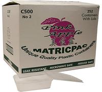 Matangi Plus Pink Apple Plastic Food Containers and Lids C500 (Box of 252 Pcs) Take Away Containers Parcel Storage Box