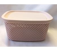 Matangi Plus Small hobby life nickel 3.5l Plastic Storage Box with Lid Home Office Bedroom Basket Container Wardrobe Bedroom (PASTEL PINK)