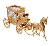 Matashi 24K Gold Plated Crystal Studded Horse Drawn Carriage Desktop Figurine - Valentine's Day Decorative Collectible for Man and Women