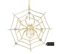 Matashi 24K Gold Plated Crystal Studded Lucky Spider Hanging Ornaments for Christmas Tree Spider Miracle Traditions, Decor - with Story of The Tradition of Tinsel Legend Spider on Web Ornament