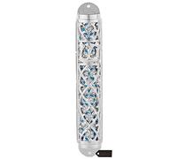 Matashi Hand Painted Enamel 7 inch Mezuzah Embellished with Hebrew Shin and Crystals Home Door Wall Decor Jewish Holiday Housewarming Present House Blessing Gift for Holiday Festival Seasons