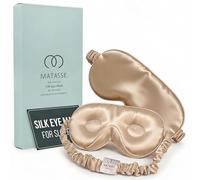 MATASSE 100% Mulberry Silk Sleep Mask 22 Momme Grade 6A 3D Contoured Eye Mask for Sleeping, 14mm Deep Eye Cups, Total Blackout Blindfold for Women Men, Adjustable Strap, Side Sleeper (Champagne)