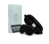 MATASSE 100% Mulberry Silk Sleep Mask 22 Momme Grade 6A 3D Contoured Eye Mask for Sleeping, 14mm Deep Eye Cups, Total Blackout Blindfold for Women Men, Adjustable Strap, Side Sleeper (Black)