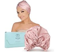 MATASSE 22 Momme 100% Mulberry Silk Hair Bonnet for Sleeping Grade 6A on Both Sides, Premium Elastic Stay On Head, Hair Wrap for Curly Straight Hair, Silk Bonnet for Women (Pink)