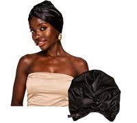 MATASSE 22 Momme 100% Mulberry Silk Hair Bonnet for Sleeping Grade 6A on Both Sides, Premium Elastic Stay On Head, Hair Wrap for Curly Straight Hair, Silk Bonnet for Women (Black)