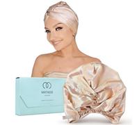 MATASSE 22 Momme 100% Mulberry Silk Hair Bonnet for Sleeping Grade 6A on Both Sides, Premium Elastic Stay On Head, Hair Wrap for Curly Straight Hair, Silk Bonnet for Women Champagne