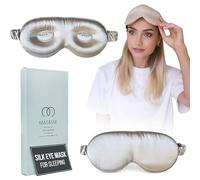 MATASSE Silk Eye Mask for Sleeping with Adjustable Elastic Band - 3D Contoured, Eye Cover Sleep Mask w/Genuine Mulberry Silk Including The Strap for Women, Men (Champagne)