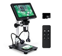 MatataStudio MT2 7'' LCD 4K Digital Microscope 1200x 1080P HD Soldering Microscope support Photo Video Remote Control PC View Phone iPad TV Windows Mac, 32GB-TF