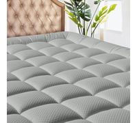 MATBEBY Bedding Quilted Fitted King Mattress Pad Cooling Breathable Fluffy Soft Mattress Pad Stretches up to 21 Inch Deep, King Size, Light Grey, Mattress Topper Mattress Protector