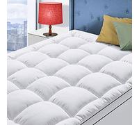 MATBEBY Mattress Topper for Back Pain, Cooling Extra Thick Mattress Pad Cover with 8-21 inch Deep Pocket, Plush Pillow Top Mattress Topper Overfilled with Down Alternative, King Size, White