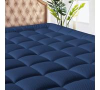 MATBEBY Queen Size Mattress Pad - Cooling Breathable Mattress Topper, Quilted Fitted Mattress Protector, Pillow Top Mattress Cover with 8-21" Deep Pocket, Machine Washable, Navy Blue, 60x80 Inches