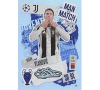 Match Attax 2024-2025 Dusan Vlahovic Man of the Match Trading Card - White, Paper, Sports Style, Rectangular, Single Use, Indoor, Juventus, Football, 2024-2025 Season