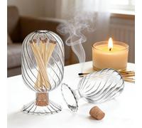 Match Holder, Decorative Glass Jar with Spiral Texture, Airtight Cloche for Storing Matches or Small Items, Reusable Beads Container, Matches Not Included (6 * 10cm)