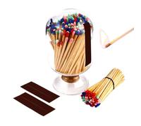 Match Holder,Matchstick Holder Clear Glass Match Cloche Jar, Fireplace Match Cloche Bottle, Match Striker Holder, match striker jar, Fireplace Matches Holder with Striker - Fancy Home Bathroom Décor -