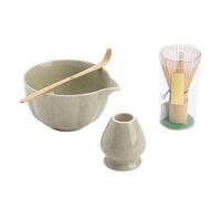 Match Kit | 7.16 Inch Match Set | Ceramic Wood Set 4 Pieces Tea with Bowl 500 ml Chasen Whisk Spoon Support | Tea Ceremony Complete Accessories for Home - Travel Agency