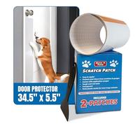 MATCH 'N PATCH Door Scratch Protector - Clear, Self-Adhesive Plastic Door Guard for Dogs & Cats - Pet Wall Protector with Application Scraper (34.5 x 5.5 Inches, 2 Patches)