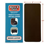Match 'N Patch Realistic Brown Leather Repair Patch | Realistic Faux Leather Patches for Couch, Sofa, Upholstery, Car Seat & Other Furniture, Vinyl Repair Kit, Self Adhesive Patch