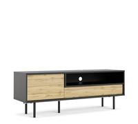 Furniture To Go Match TV Unit 1 Door 1 Drawer in Black/Oak - 1