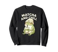 Matcha And Chill Frog Humor Green Bubble Tea Fan Enthusiast Sweatshirt