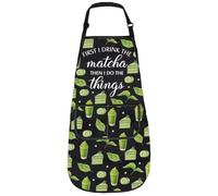 Matcha Apron For Women First I Drink The Matcha Tea Lover Gift Green Tea Drinker Barista Kitchen Aprons (THE THINGS apron 3)