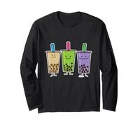 Matcha Boba Tea Green Drink Milk Taro Tapioca Japanese Pearl Long Sleeve T-Shirt