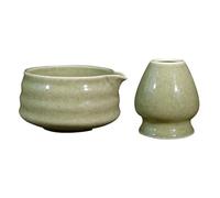 Matcha Bowl and Whisk Holder Set, 19 OZ Ceramic Tea Bowl with Spout and Whisk Stand, Japanese Tea Bowls for Matcha, Whisk Rest, Matcha Bowl Traditional Ceremonial Accessorie (Matcha)