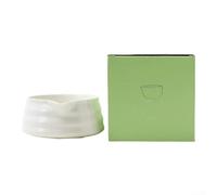 Matcha Bowl with Spout, Handmade Earthenware for Ceremonial Green Tea Making Tool with Glossy Interior for Home Office Special Tea Gatherings(White)