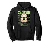 Matcha Cat Kawaii Japanese Otaku Anime Green Tea Aesthetic Pullover Hoodie