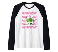 Matcha Club Aesthetic Green Tea Whisk Bowl Cute Cafe Art Raglan Baseball Tee