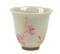 Matcha Cups Hand-Painted Magnolia Orchid Kung Fu Tea Cup Single Ceramic Tasting Exquisite Women's Set Small Size Master Flower Mouth Tea Set Tea Infuser Mug