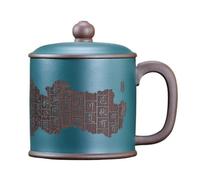 Matcha Cups Kung Fu Tea Set Men's Home Office 500ML Purple Clay Cup Large Capacity Tea Brewing Cover Cup Hand Engraved Tea Set Tea Infuser Mug