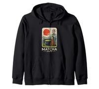 Matcha Japan Kyoto Tea Retro Japanese Kanji Souvenir Zip Hoodie
