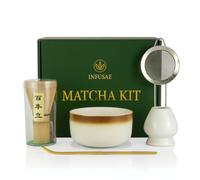 Matcha Kit - 5 Pcs Matcha Whisk Set with Bamboo Whisk & Scoop, Ceramic Bowl & Whisk Holder, and Stainless Steel Strainer - Complete Matcha Kit for Ceremony, Latte & Gift for Green Tea Lovers