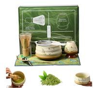 Matcha Kit, 7PCS Japanese Matcha Set Includes Bamboo Whisk, Ceramic Bowl, Spoon, Spoon Stand, Sifter, Tea Towel and Holder for Tea Lovers Gifts Set
