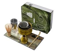 Matcha Kit 7pcs/Set Matcha Whisk Set Includes Bowl, Bamboo Whisk, Holder, Sifter, Tea Scoop, Scoop Holder and Tea Towel, Japanese Yellow-Green