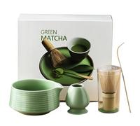 Matcha kit,Matcha Whisk Set with Bamboo Matcha Whisk and Bowl Made of Ceramic,Macha Whisk Holder and Scoop 4PCS for Making Breakfast/Latte Matcha Making Kit Birthday Gift for Macha Lover