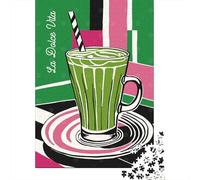 Matcha Latte Drink Adult 1000-Piece Jigsaw Puzzle, 52x38cm/1000pcs; Low-dust White Pieces for Sorting; A Weekend Activity at Your Own Pace