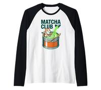 Matcha Morning Club Cafe Culture Cozy cat Raglan Baseball Tee