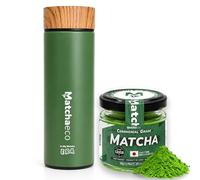 Matcha n Motion Bundle - 50g Ceremonial Matcha Jar & 500ml Insulated Vacuum Flask | Portable Matcha Travel Set for Hot & Cold Drinks | Premium Japanese Green Tea On-The-Go Ritual