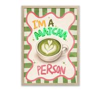 Matcha Person Led Wall Art - Neon Green Tea Canvas (53X73Cm)