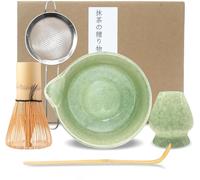 Matcha Set 5Pcs Ceramic Matcha Whisk Set with Matcha Whisk and Bowl, Holder,Bamboo Scoop, Sifter for Matcha Making Matcha Tea Ceremony Set Matcha Starter Kit for Matcha Lovers Gifts for Women Men