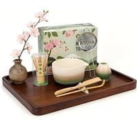 Matcha Set,7 Pcs Matcha Whisk Set - Ceramic Matcha Bowl,Handmade Bamboo Whisk with Chasen Holder,Sifter,Bamboo Scoop,Complete Matcha Kit Matcha Tea Set Gift for Matcha Lover(Gradient Green)