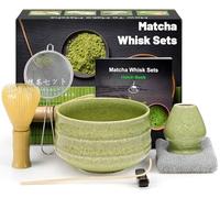 Matcha Set (7-Piece) Which Matcha Whisk, Matcha Cup, Matcha Bowl, Chasen, Matcha Sieve, Matcha Spoon,Ideal Starter Matcha Kit for Easy Matcha Making (Grey)